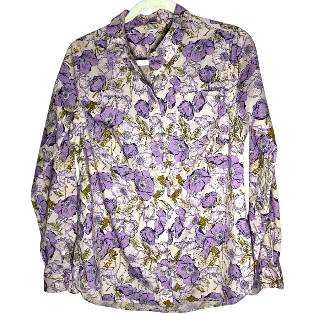 Duluth Trading Co Lavender Floral Button Down Shirt